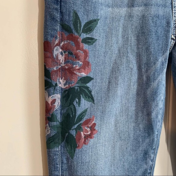LOFT Modern Floral Painted skinny crop jeans sz 25/ 0 - Picture 2 of 6